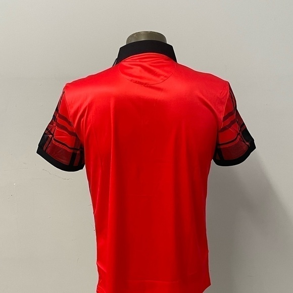 Barocco polo shirt red plaid modern fit - Picture 3 of 3
